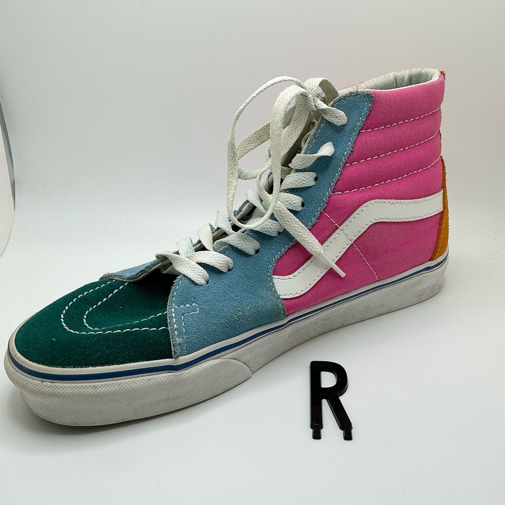 Vans Off The Wall SK8 Colorblock Multicolor suede/canvas hightops M8/WM9.5 SR1 - Picture 8 of 10